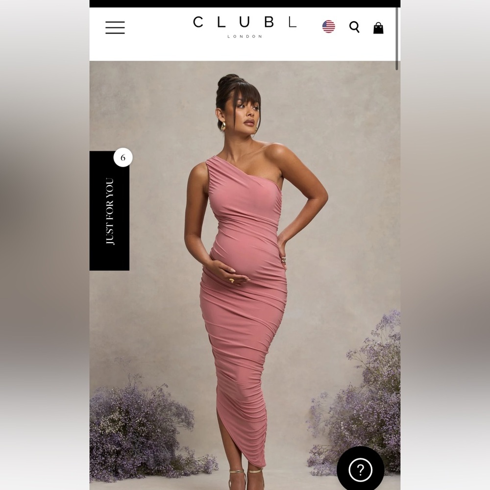 Club L London One-Shoulder Mauve Pink Ruched Midi Dress